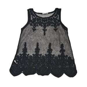 Impressions Blouse Women Small Medium Black Whimsigoth Romantic Lace Sheer Top